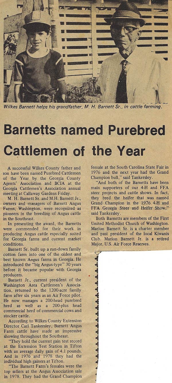 Barnett Cattlemen of the Year article